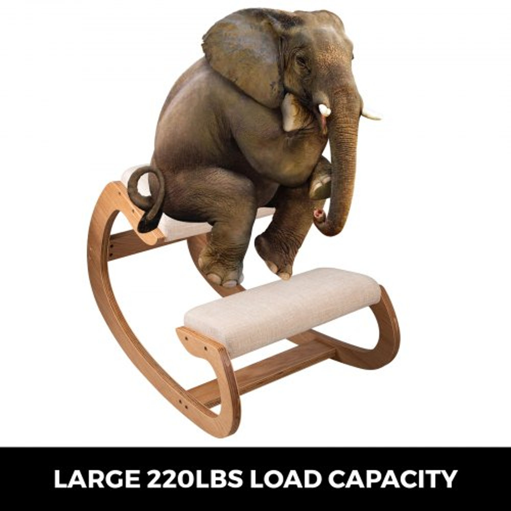 Ergonomic Kneeling Chair for Better Posture, Heavy Duty Wooden Kneeling Stool for Office, Meditation & Home Use