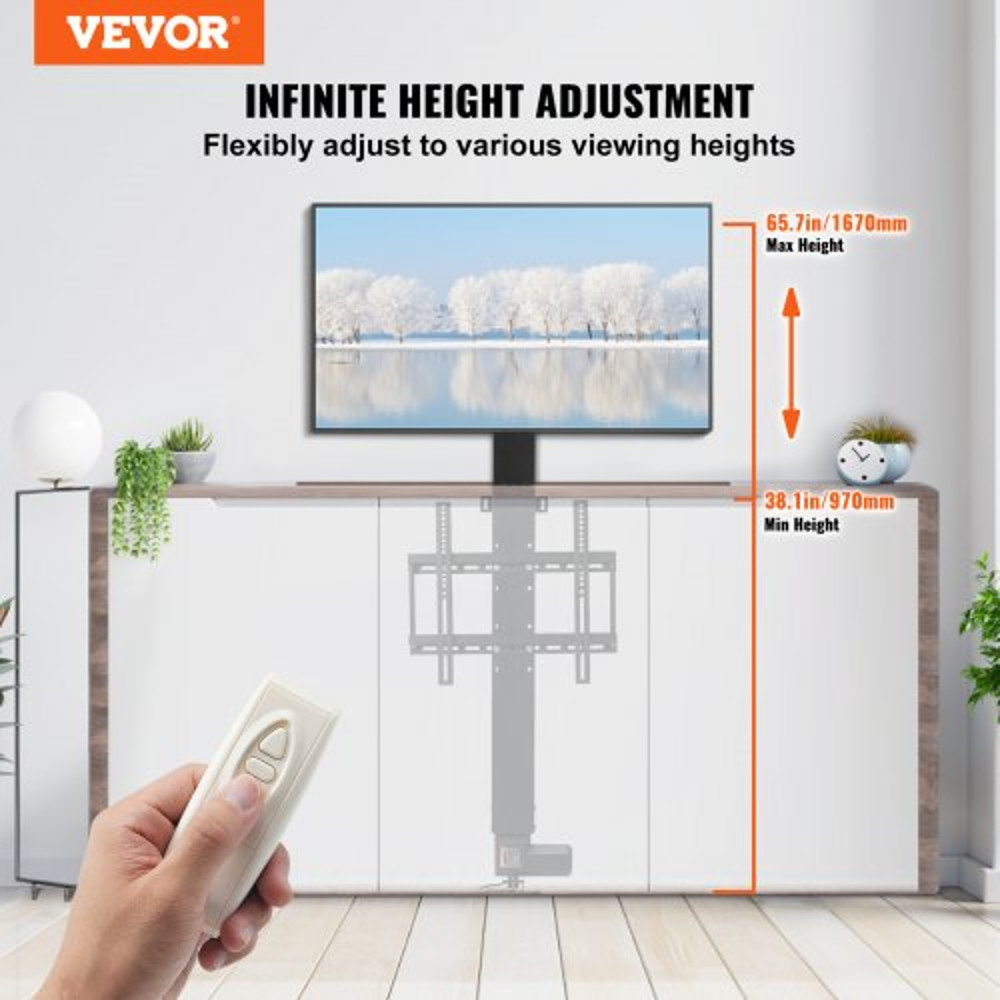 28 Motorized TV Lift Mount Height Adjustable 3865 For Max 50 TVs 132 Lbs Capacity With Remote Contr 2