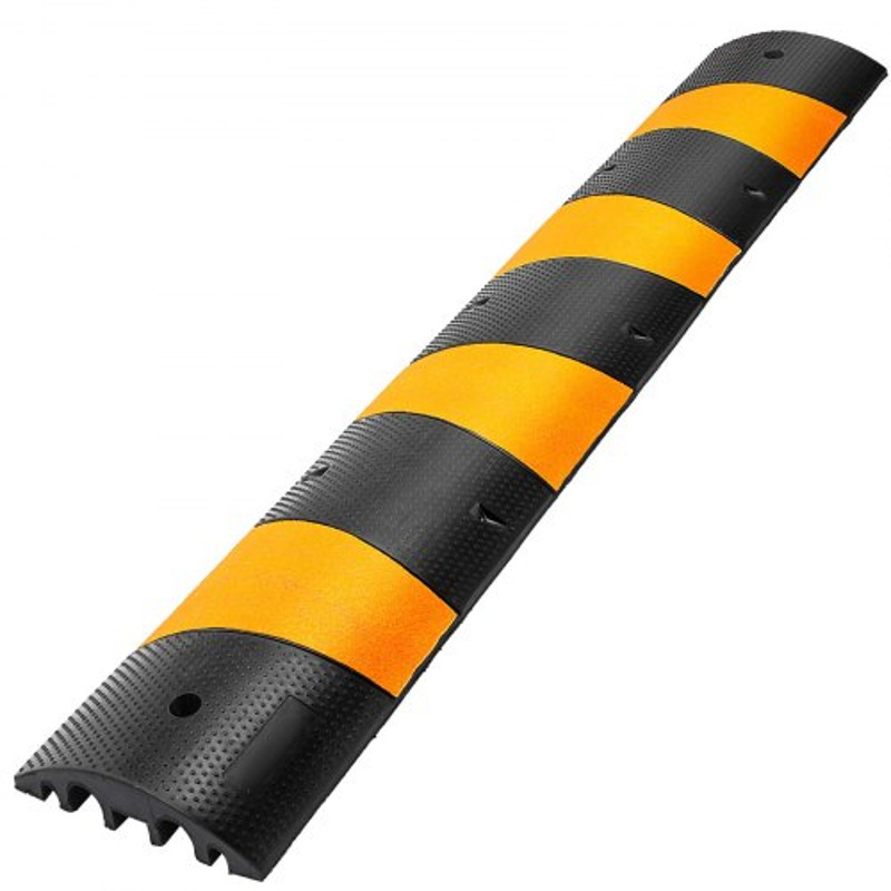 6 Feet Heavy Duty Rubber Driveway Speed Bump 2Channel Cable Protector Ramp For Garage Gravel Asphal 9