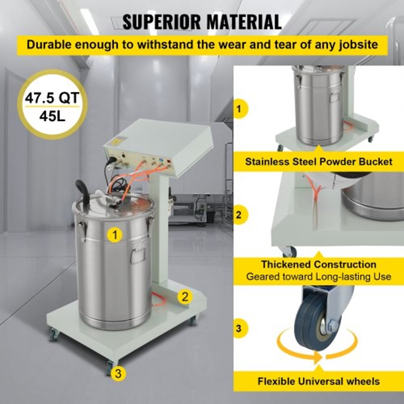 40W 50L Electrostatic Powder Coating Machine With Spray Gun 550gmin WX101 System 5