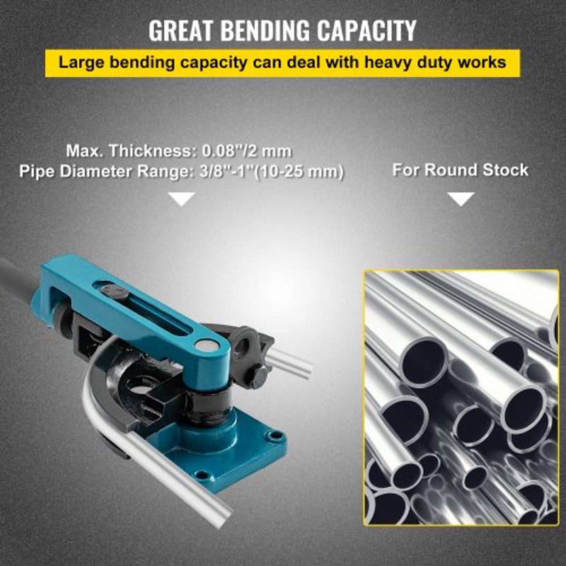 Heavy Duty Pipe Tube Bender Set with Steel Dies, Manual Tube Bending Machine for Steel, Metal, Copper, Workshop Use