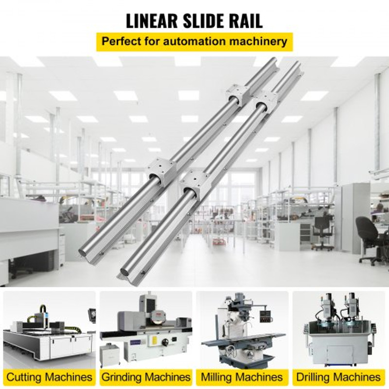 Linear Rail Set with SBR Bearing Blocks, Linear Slide Guide Rail for CNC Machines, 3D Printers, Automation Equipment
