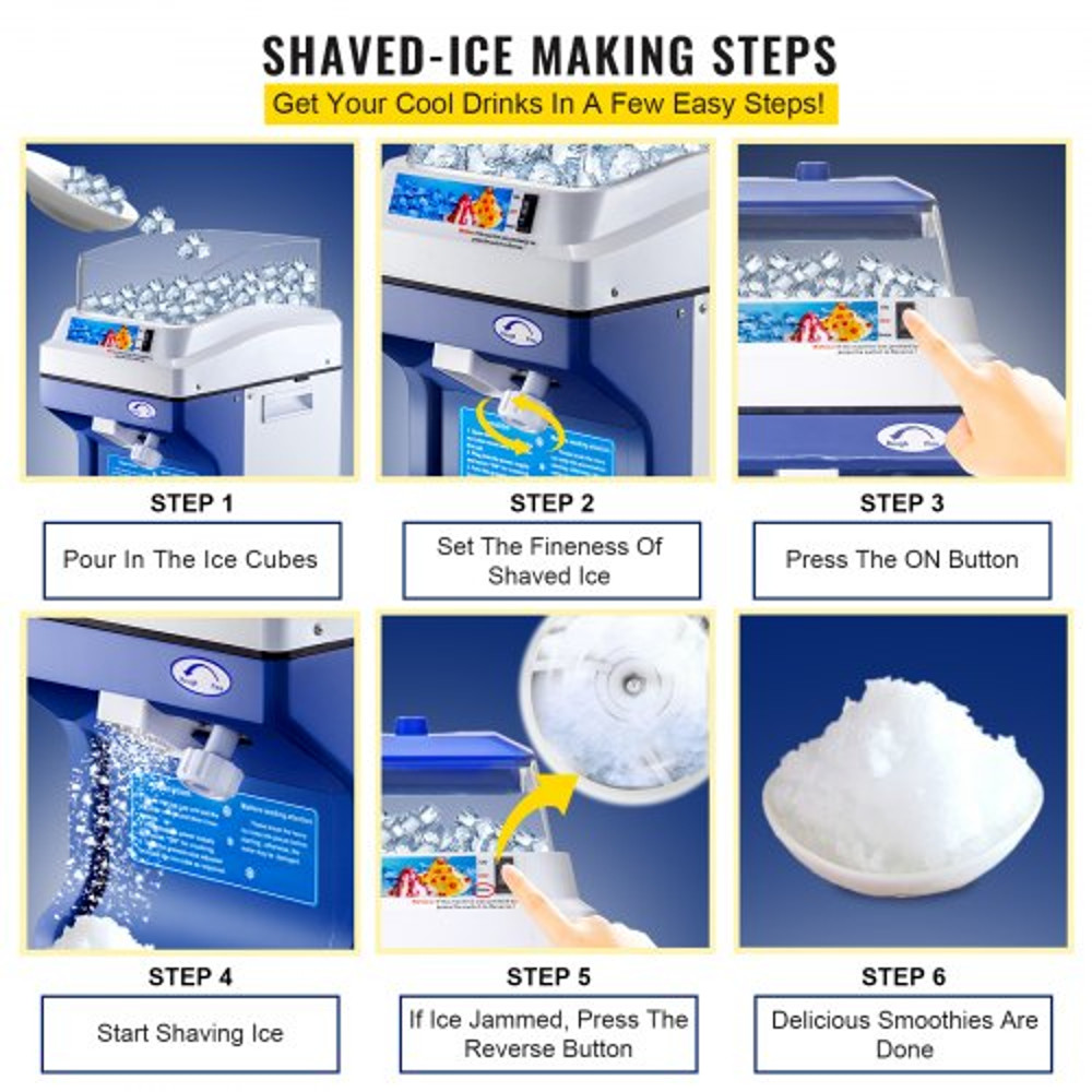 Commercial Ice Shaver Crusher LBS Hopper, Tabletop Electric Snow Cone Maker, 320 RPM for Parties, Events & Snack Bars