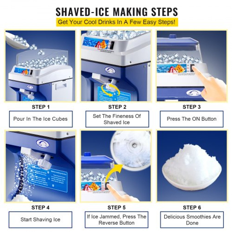 Commercial Ice Shaver Crusher LBS Hopper, Tabletop Electric Snow Cone Maker, 320 RPM for Parties, Events & Snack Bars
