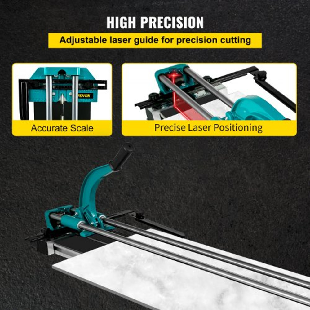 Heavy-Duty Manual Tile Cutter for Porcelain & Ceramic Tiles, Precise Tile Cutting Tool w/ Infrared Laser