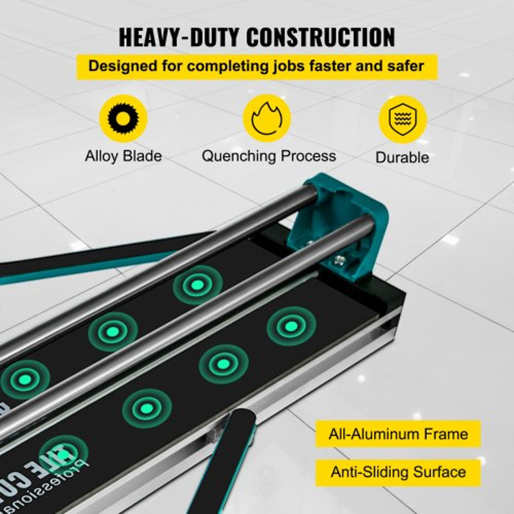 Heavy-Duty Manual Tile Cutter for Porcelain & Ceramic Tiles, Precise Tile Cutting Tool w/ Infrared Laser