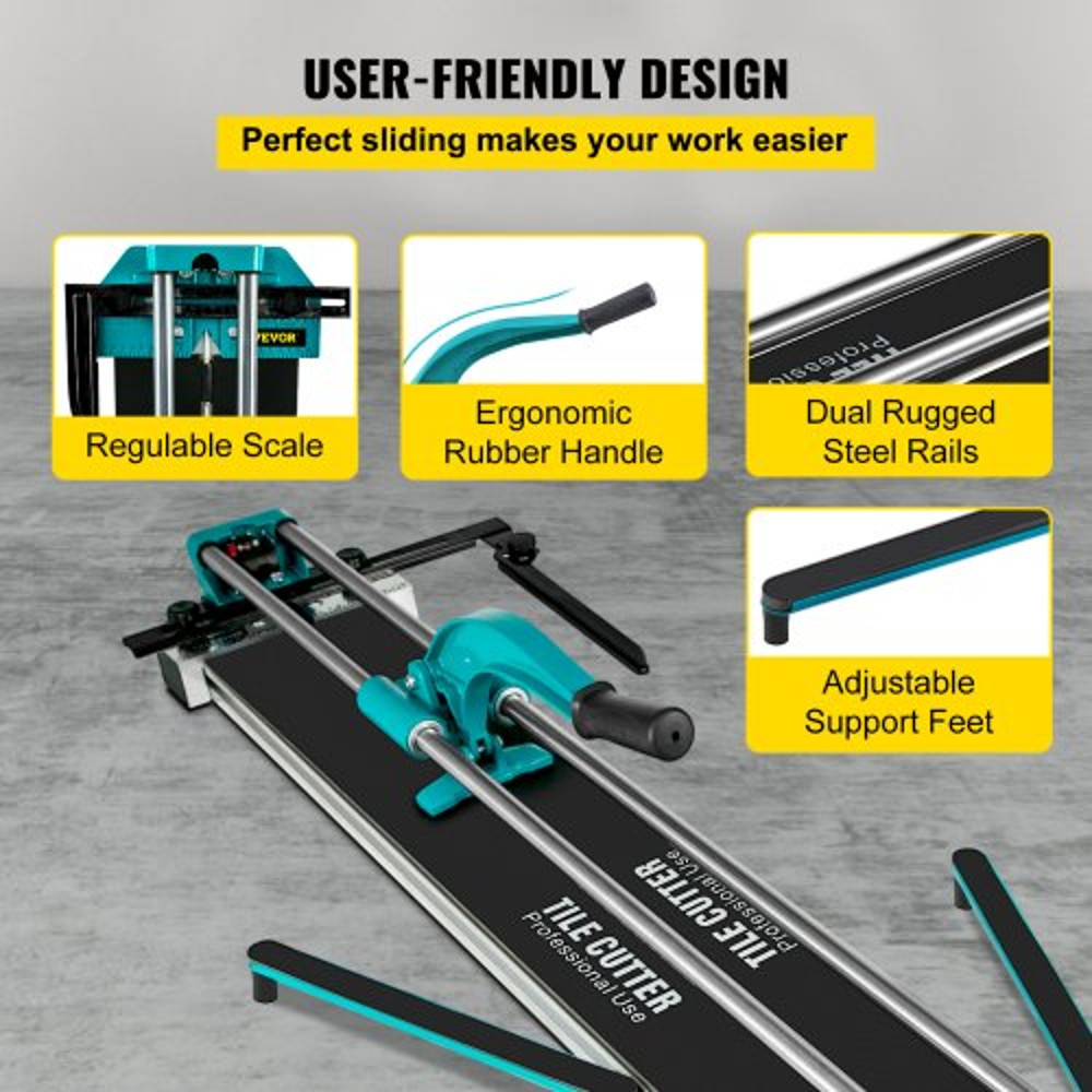 Heavy-Duty Manual Tile Cutter for Porcelain & Ceramic Tiles, Precise Tile Cutting Tool w/ Infrared Laser
