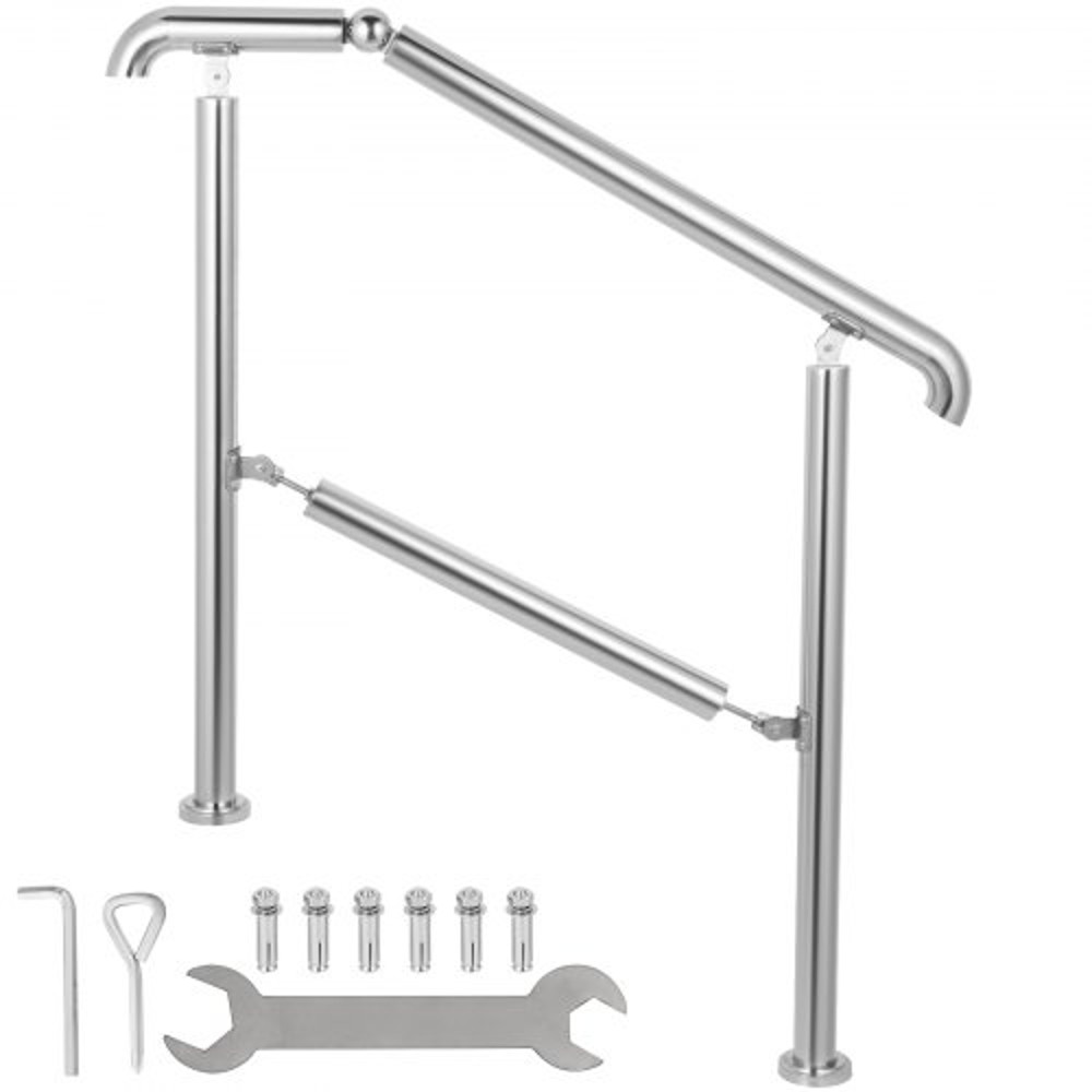 Stainless Steel Transitional Handrail Adjustable For 23 Steps 441lb Capacity IndoorOutdoor Step Rai 1