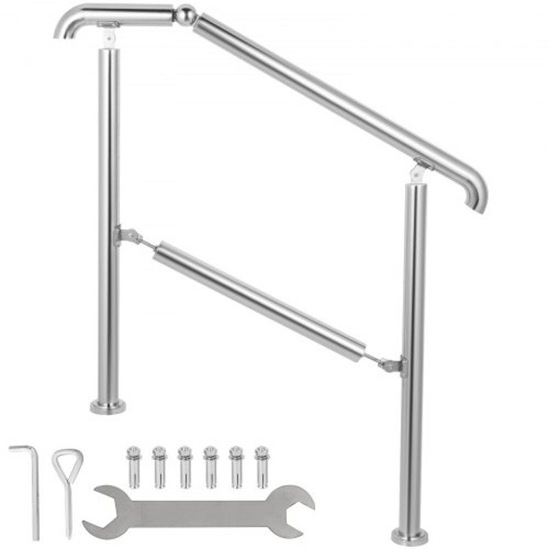 Stainless Steel Transitional Handrail Adjustable For 23 Steps 441lb Capacity IndoorOutdoor Step Rai 1