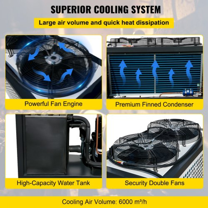 6Ton AirCooled Water Chiller Finned Condenser MicroComputer Control 53L Stainless Steel Water Tank 4