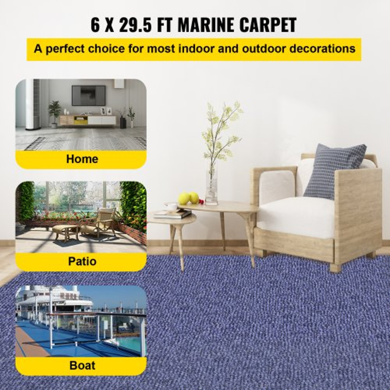 6x295 Ft Deep Blue Marine Carpet Waterproof Outdoor Rug With NonSlip Backing For Boats Patios Deck 2