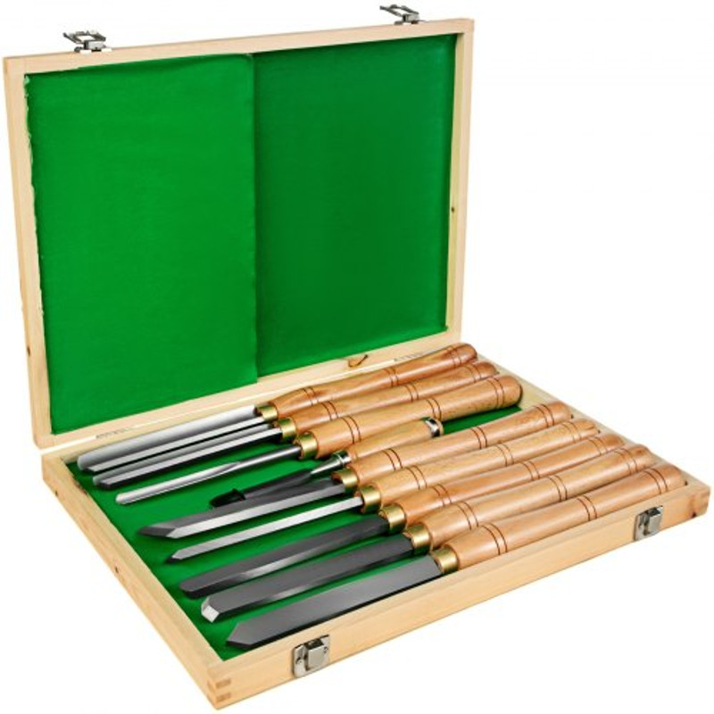 Woodworking Lathe Chisel, High-Speed Steel Wood Lathe Cutting & Carving Tools for Hardwood, Bonus Chisel & Wooden Tool