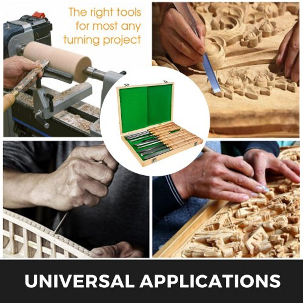Woodworking Lathe Chisel, High-Speed Steel Wood Lathe Cutting & Carving Tools for Hardwood, Bonus Chisel & Wooden Tool