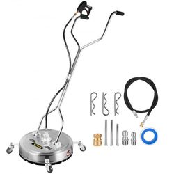 pressure washer surface cleaner, max. 4000 psi, jet nozzles, stainless steel frame, rotating handle & wheels