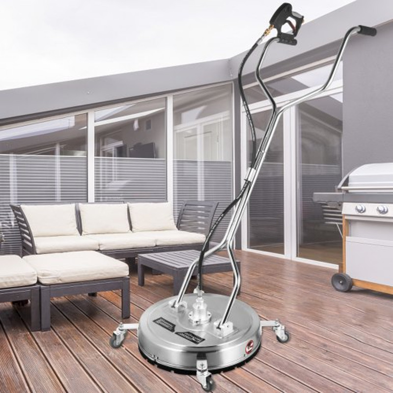 Commercial Pressure Washer Surface Cleaner with Nozzles, 4000 PSI Max, Stainless Steel Frame, Swivel Dual Handle