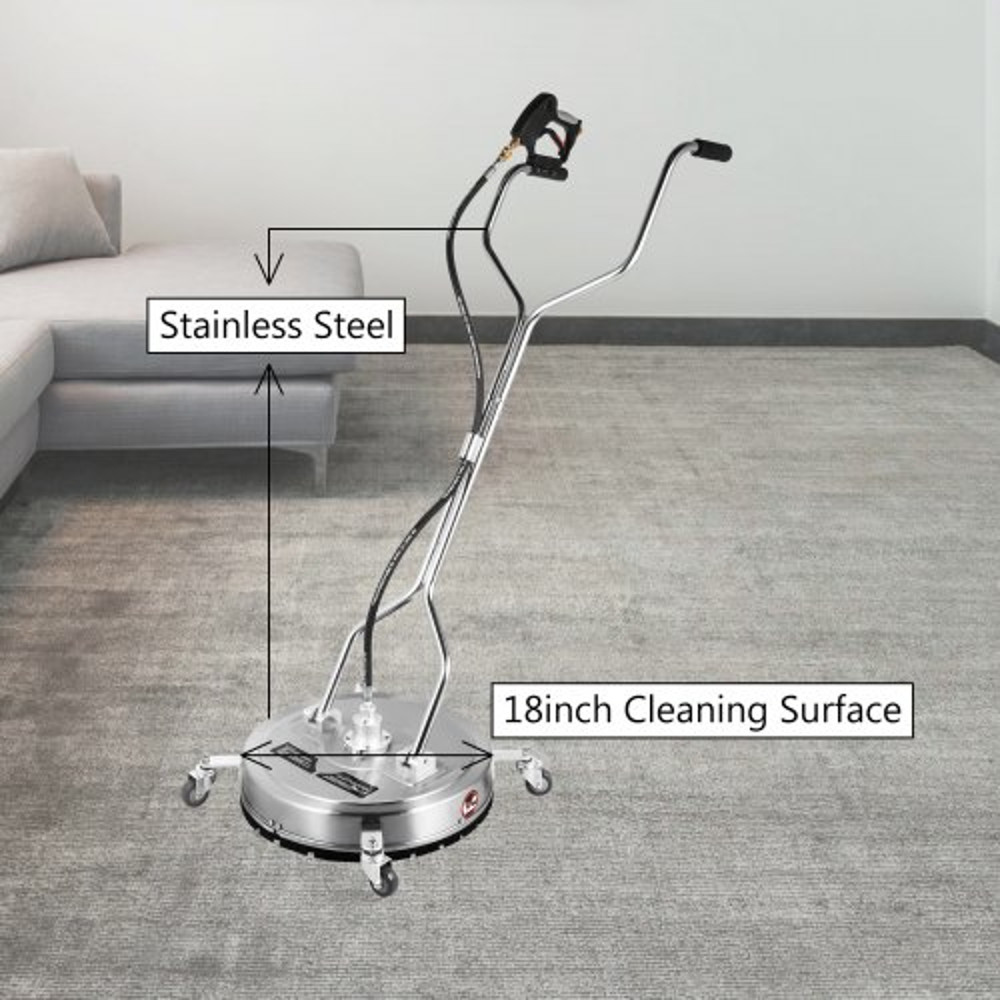 Surface Cleaner Flat Surface Cleaner for Pressure Washer 4000PSI with Quick Connector, Stainless Steel Rotating Rod