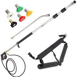telescoping pressure washer wand, adjustable power washer extension wand 4000psi gpm with belt strap, quick connect