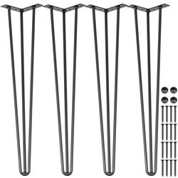 hairpin desk legs, rod carbon steel black furniture legs, 220lbs each load capacity for table, bench, diy heavy duty
