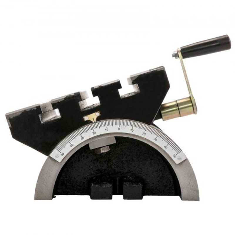 Heavy Duty Tilting Milling Table, Adjustable Angle Plate for Milling Machines with T-Slots, Crank Handle