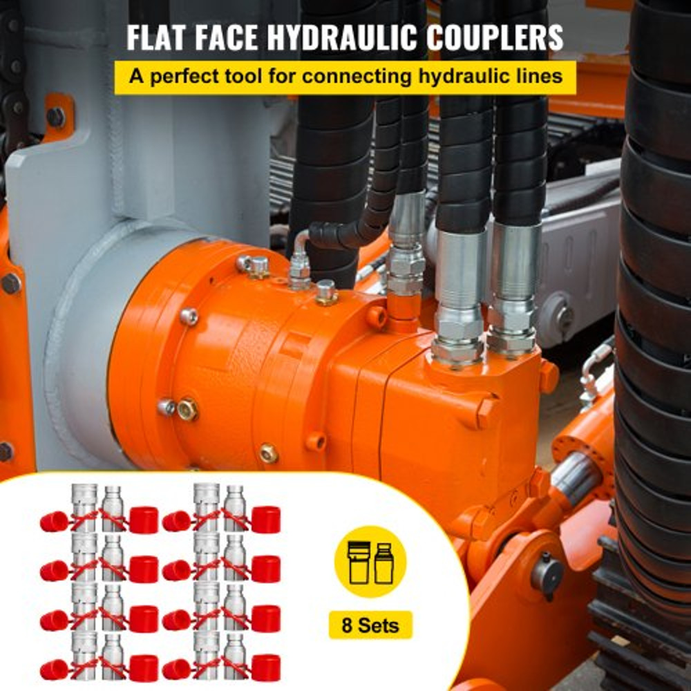 8Pair 12 NPT Skid Steer Hydraulic Quick Connect Couplers Flat Face ZeroLeak ISO 16028 Certified For 2