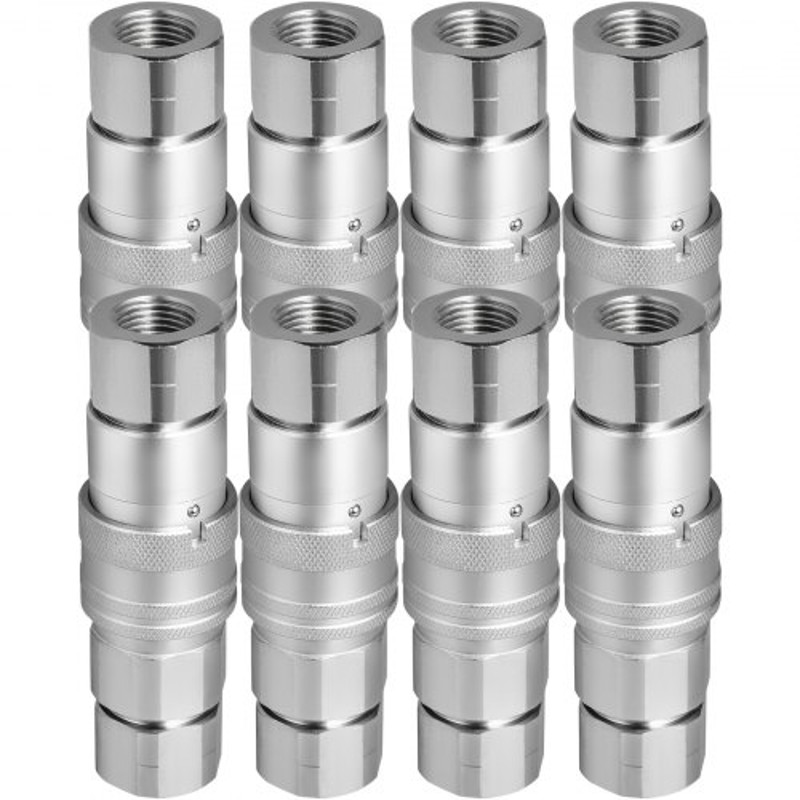 8Pair 12 NPT Skid Steer Hydraulic Quick Connect Couplers Flat Face ZeroLeak ISO 16028 Certified For 9