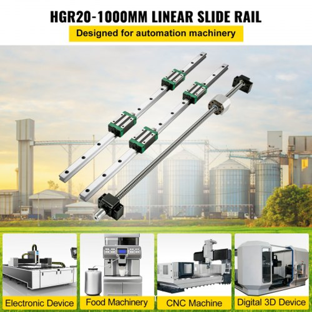 Precision Linear Guide Rail Set 2x HGR201000mm Rails RM1605 Ballscrew 4 Blocks End Supports For CN 2