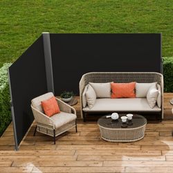 retractable awning, rugged full aluminum rust-proof patio privacy screen | wind & sun shade for courtyard, roof terrace