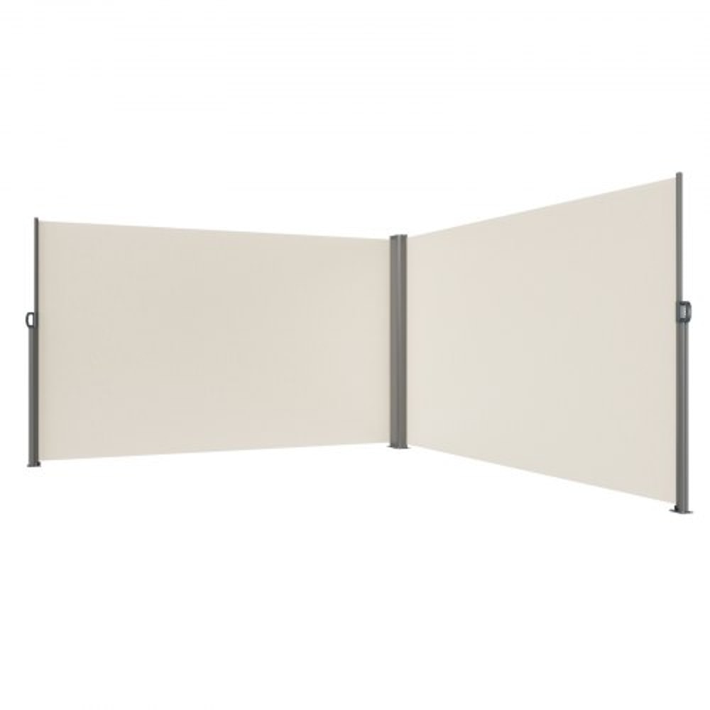 63x236 Inch Retractable Side Awning Beige UV30 Privacy Screen With Aluminum Frame Patio Wind Sun 8