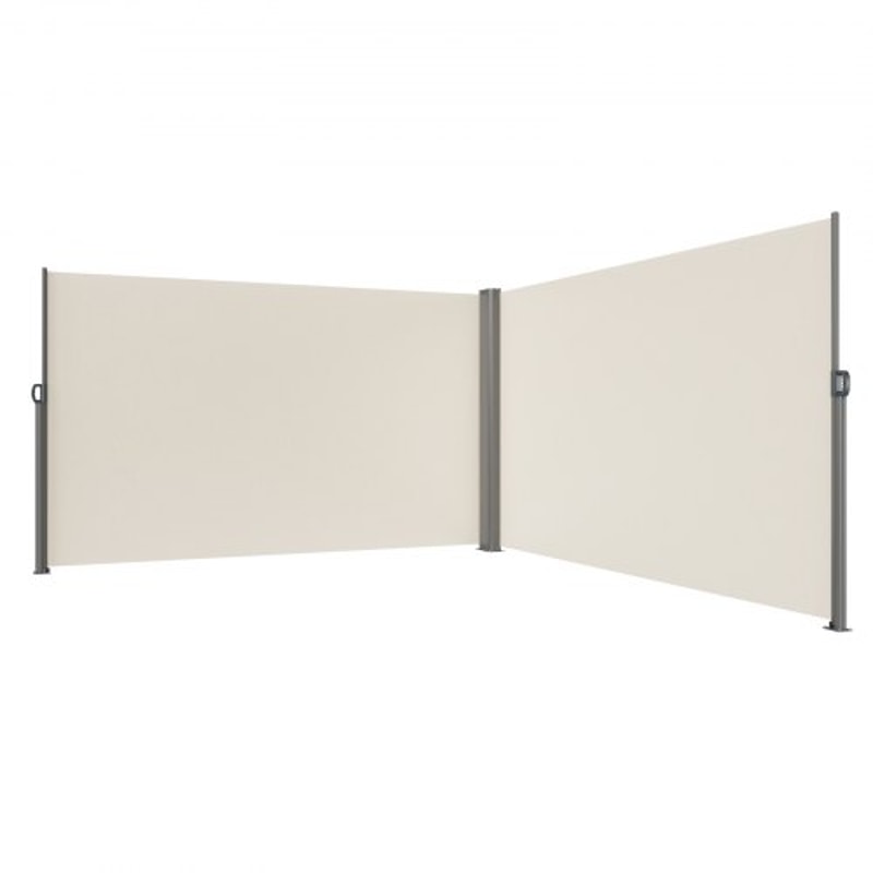 63x236 Inch Retractable Side Awning Beige UV30 Privacy Screen With Aluminum Frame Patio Wind Sun 8