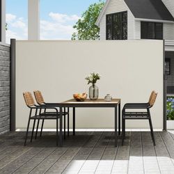 retractable side awning, durable full aluminum frame, uv-resistant patio sunshine screen & privacy wind divider