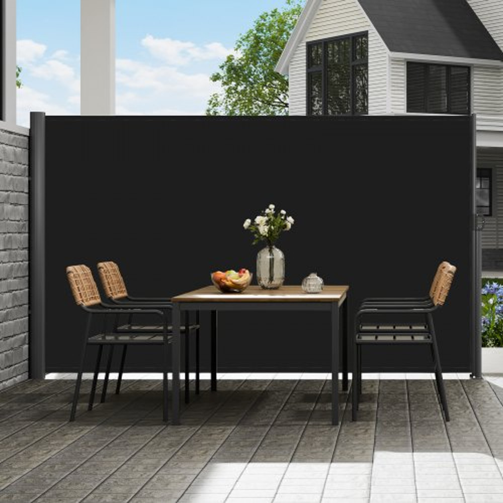 Retractable Side Awning Full Aluminum RustProof Outdoor Privacy Screen  Patio Wind Blocker With Sun 0