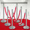 6 PCS Silver Stanchions Posts Stainless Steel Queue Post With Red Velvet Rope 38In Indoor Outdoor 0