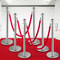 6 PCS Silver Stanchions Posts Stainless Steel Queue Post With Red Velvet Rope 38In Indoor Outdoor 0
