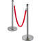 6 PCS Silver Stanchions Posts Stainless Steel Queue Post With Red Velvet Rope 38In Indoor Outdoor 9