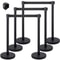 Stainless Steel Stanchion Posts 6 PCS Black Retractable Belt Barriers 4Way Adjustable Queue System 1