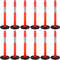 12-Pack Traffic Delineator Posts 44 Inch Height, Channelizer Cones Post Kit with 10-Inch Reflective Band
