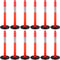 12-Pack Traffic Delineator Posts 44 Inch Height, Channelizer Cones Post Kit with 10-Inch Reflective Band