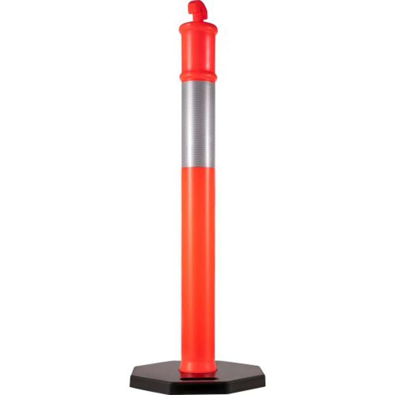 12-Pack Traffic Delineator Posts 44 Inch Height, Channelizer Cones Post Kit with 10-Inch Reflective Band