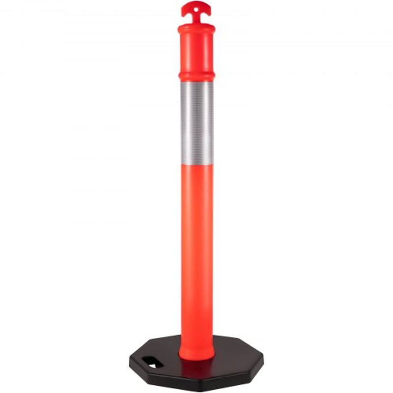 12-Pack Traffic Delineator Posts 44 Inch Height, Channelizer Cones Post Kit with 10-Inch Reflective Band