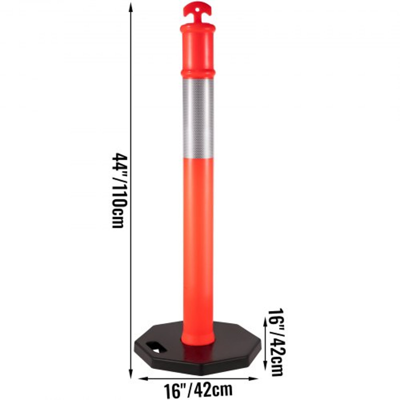 5Pack Delineator Posts 44 Inch Height Orange PE Delineator Post Kit With 10 Inch Reflective Band 8