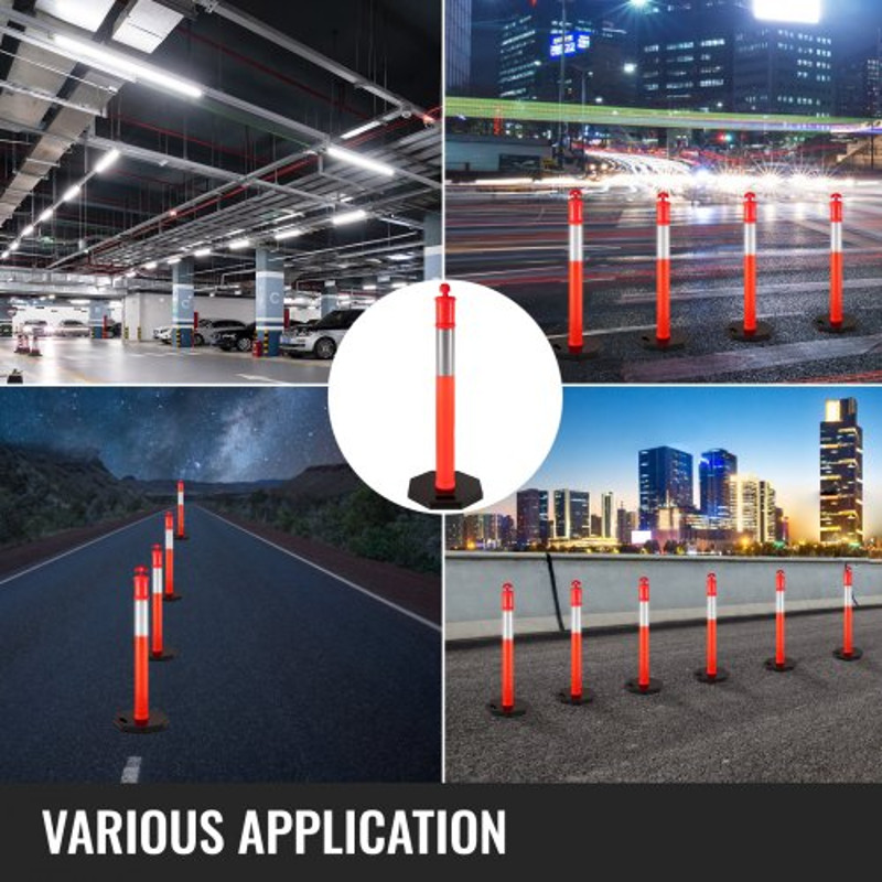 6Pack Traffic Delineator Posts 44 Inch Height PE Delineator Cones Post Kit With 10Inch Reflective B 7