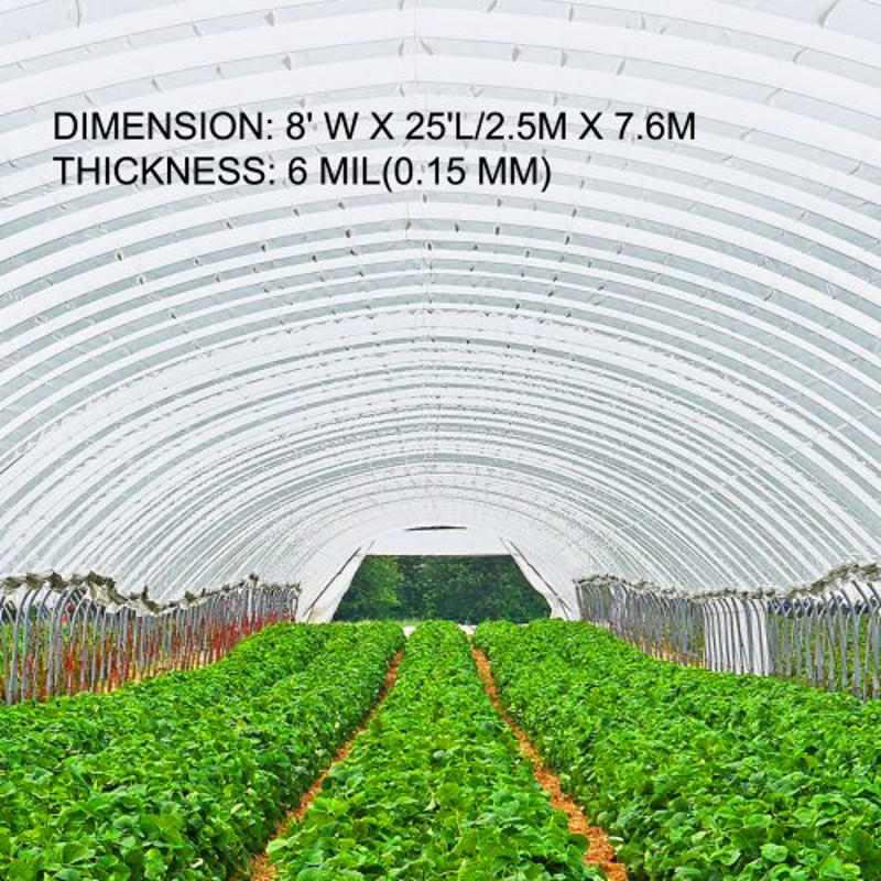 Greenhouse Polyethylene Film, Clear UV Resistant Plastic Film for Warmth Retention, Plant Growth, and Heavy-Duty Outdoor
