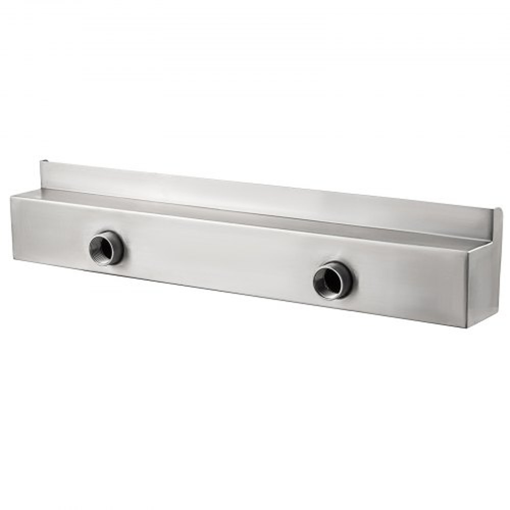 Stainless Steel Pool Waterfall Spillway, Rectangular Outdoor Fountain with Pipe Connector for Garden, Patio, Pond