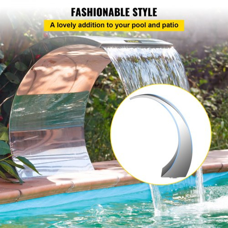 Stainless Steel Pool Waterfall Fountain, Cascade Blade for Outdoor Pools, Garden Ponds, and Modern Water Features