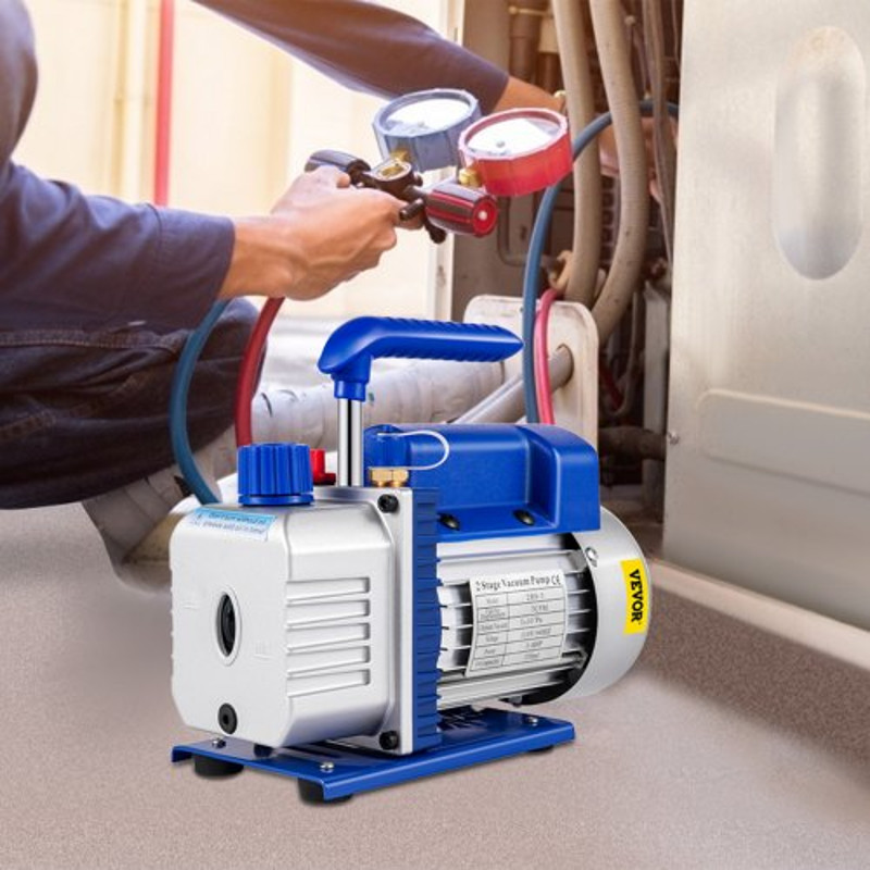 Dual Stage Vacuum Pump CFM with Gallon Chamber & Manifold Gauge Hose Kit, Air Conditioning Vacuum Pump for HVAC