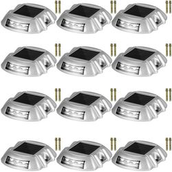 solar driveway lights outdoor waterproof led deck dock lights with screws, bright white wireless lighting