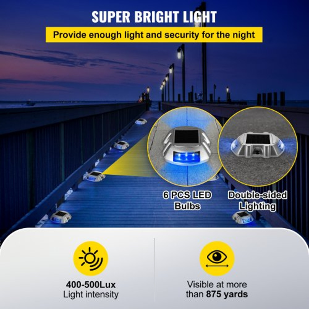 SolarPowered Dock Lights 16Pack HighLumen Blue LED Path Lights For Driveway Sidewalk Steps  Decks 5