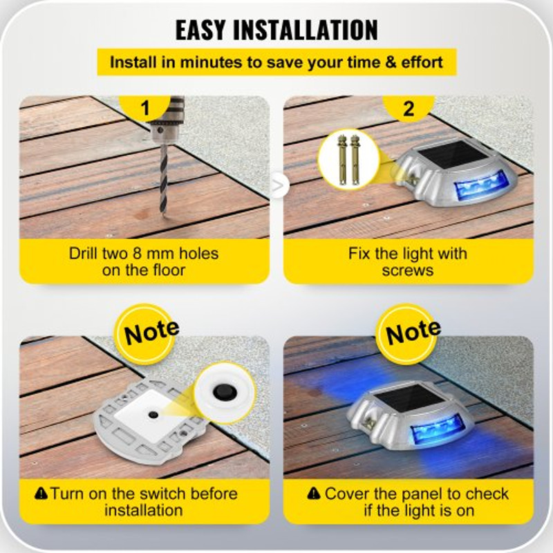 SolarPowered Dock Lights 16Pack HighLumen Blue LED Path Lights For Driveway Sidewalk Steps  Decks 6