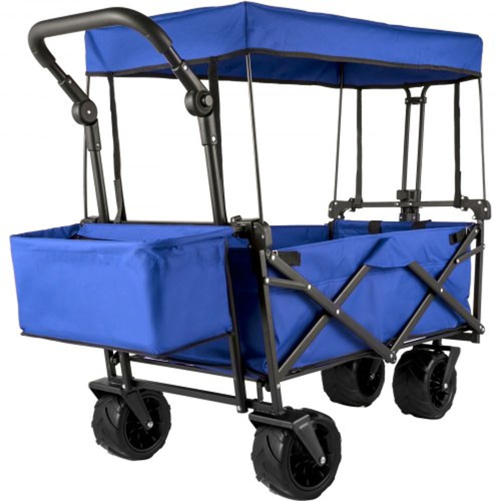 Extra Large Collapsible Garden Cart With Removable Canopy HeavyDuty Folding Wagon With 360 Wheels 1