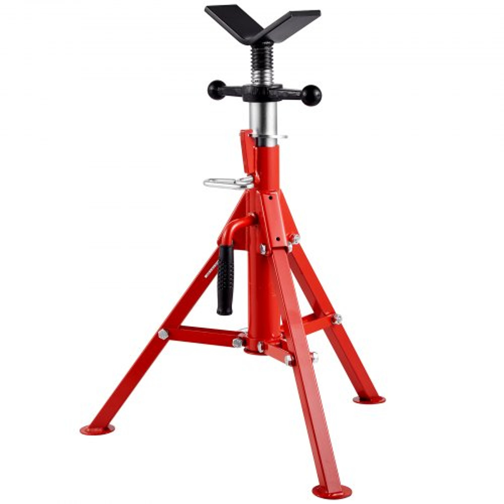 Adjustable V Head Pipe Jack Stand, Heavy Duty High lb Pipe Stand, Folding Carbon Steel Portable Tripod Design